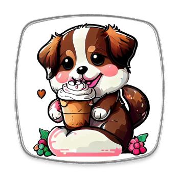 Le bonheur avec un chien - Magnet carré - blanc - Devant