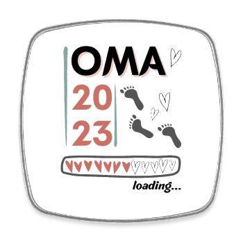 Oma 2023 loading... - Viereckiger Kühlschrankmagnet - Weiß - Vorne