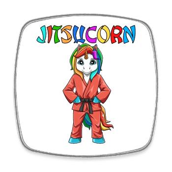 Jitsucorn Einhorn Judo Kampfsportart - Viereckiger Kühlschrankmagnet - Weiß - Vorne