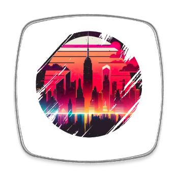 New York City Skyline Sonnenuntergang Hitze - Viereckiger Kühlschrankmagnet - Weiß - Vorne