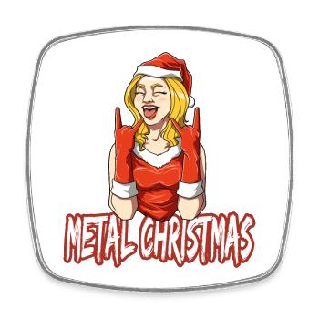 Metal Christmas Rock Frau Metal Fan - Viereckiger Kühlschrankmagnet - Weiß - Vorne