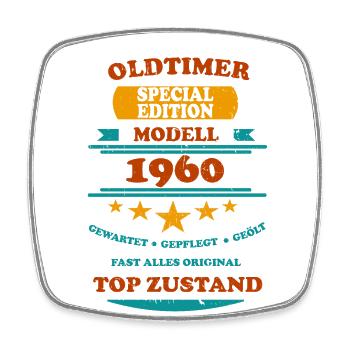 Oldtimer Retro 1960 - Viereckiger Kühlschrankmagnet - Weiß - Vorne