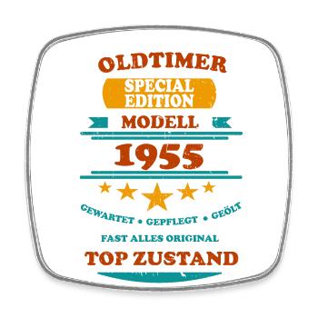 Oldtimer Retro 1955 - Viereckiger Kühlschrankmagnet - Weiß - Vorne