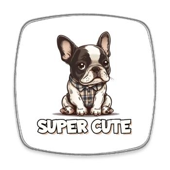 Super Cute Niedliche Bulldogge Mops Hund - Viereckiger Kühlschrankmagnet - Weiß - Vorne