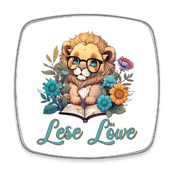 Lese Löwe - Viereckiger Kühlschrankmagnet - Weiß - Vorne