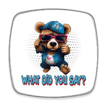 Streetstyle What Die You Say Bear Graffiti Kunst - Viereckiger Kühlschrankmagnet - Weiß - Vorne