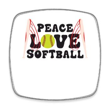 Girls Peace Love Softball - Square fridge magnet - white - Front