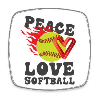Girls Peace Love Softball - Square fridge magnet - white - Front