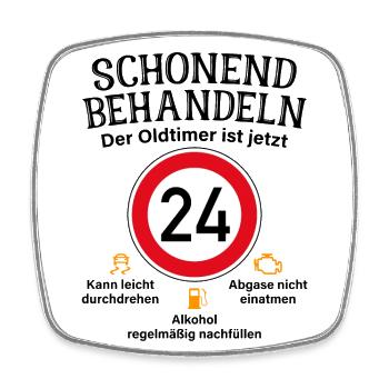 24. Geburtstag Schonend Behandeln Oldtimer Ist 24 - Viereckiger Kühlschrankmagnet - Weiß - Vorne