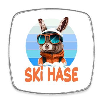 Skihase Skifahren Skifahrn Skihaserl - Viereckiger Kühlschrankmagnet - Weiß - Vorne
