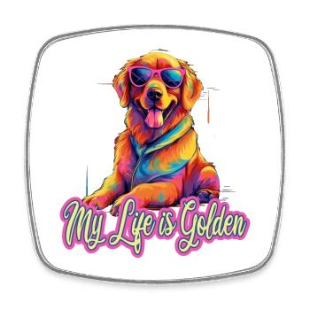 My Life Is Golden - Viereckiger Kühlschrankmagnet - Weiß - Vorne