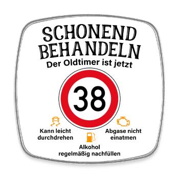 38. Geburtstag Schonend Behandeln Oldtimer Ist 38 - Viereckiger Kühlschrankmagnet - Weiß - Vorne