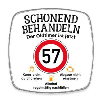 57. Geburtstag Schonend Behandeln Oldtimer Ist 57 - Viereckiger Kühlschrankmagnet - Weiß - Vorne