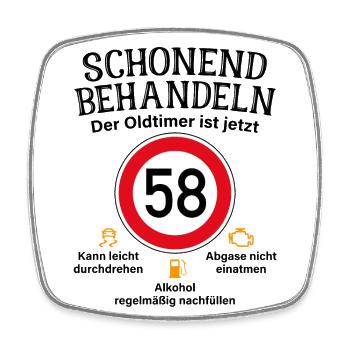 58. Geburtstag Schonend Behandeln Oldtimer Ist 58 - Viereckiger Kühlschrankmagnet - Weiß - Vorne