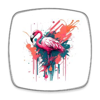 Flamingo Color Splash für einen Flamingo Fan - Viereckiger Kühlschrankmagnet - Weiß - Vorne