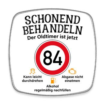 84. Geburtstag Schonend Behandeln Oldtimer Ist 84 - Viereckiger Kühlschrankmagnet - Weiß - Vorne