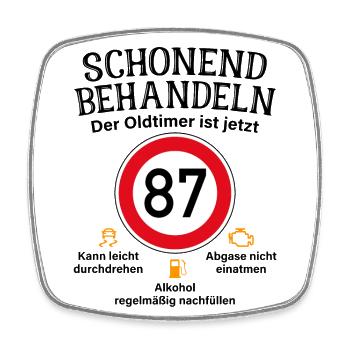 87. Geburtstag Schonend Behandeln Oldtimer Ist 87 - Viereckiger Kühlschrankmagnet - Weiß - Vorne