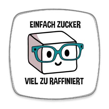 Süßer Nerd Zuckerwürfel: Einfach Zucker Viel Zu - Viereckiger Kühlschrankmagnet - Weiß - Vorne