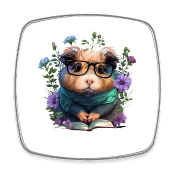 All The Cool Kids Are Reading Meerschweinchen - Viereckiger Kühlschrankmagnet - Weiß - Vorne