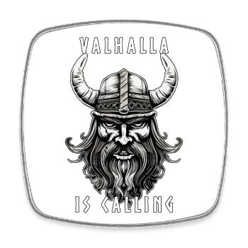 Valhalla is calling, Viking Warrior design - Square fridge magnet - white - Front