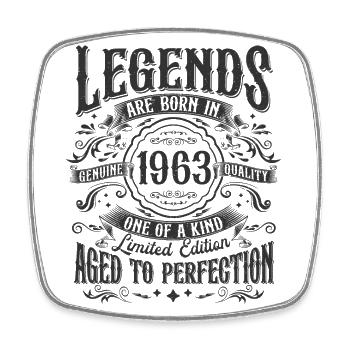 Vintage né en 1963 Légendes Vintage Anniversaire - Magnet carré - blanc - Devant