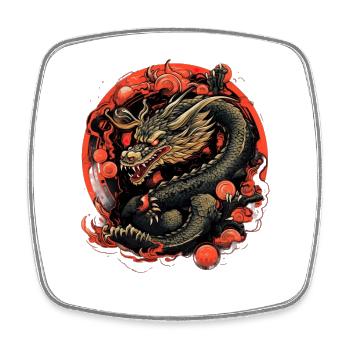 Asiatisch Drache Anime Japanisch Meer Wellen - Viereckiger Kühlschrankmagnet - Weiß - Vorne