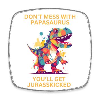 Witziges Papa Papasaurus Dino Dinosaurier Geschenk - Viereckiger Kühlschrankmagnet - Weiß - Vorne