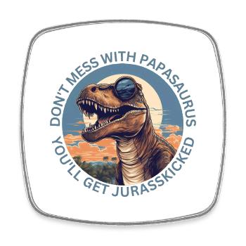 Drôle Papa Papasaurus Dino Dinosaur Cadeau - Magnet carré - blanc - Devant