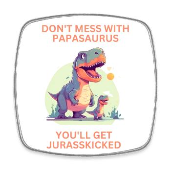 Drôle Papa Papasaurus Dino Dinosaur Cadeau - Magnet carré - blanc - Devant