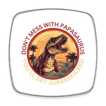 Witziges Papa Papasaurus Dino Dinosaurier Geschenk - Viereckiger Kühlschrankmagnet - Weiß - Vorne