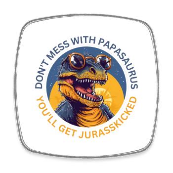 Papasaurus Dinosaur Kids Dinos Cadeau - Magnet carré - blanc - Devant