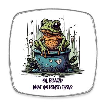 The Really Interested Frog in the Pond - Square fridge magnet - white - Front