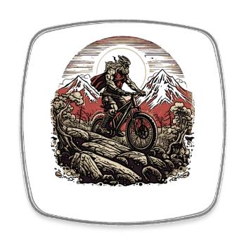 Le Viking cycliste aime le VTT - Magnet carré - blanc - Devant