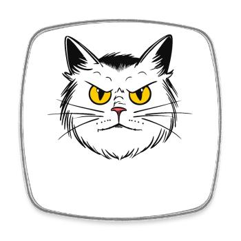 Creepy cartoon cat - Square fridge magnet - white - Front