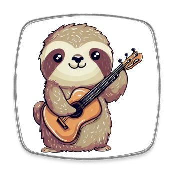 faultier-Gitarrenspieler - Viereckiger Kühlschrankmagnet - Weiß - Vorne