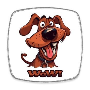 Wau Wow Chien de dessin animé drôle - Magnet carré - blanc - Devant