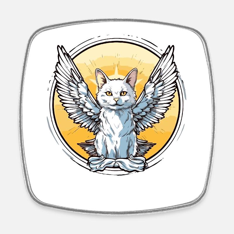 Chat avec des ailes - Magnet carré - blanc
