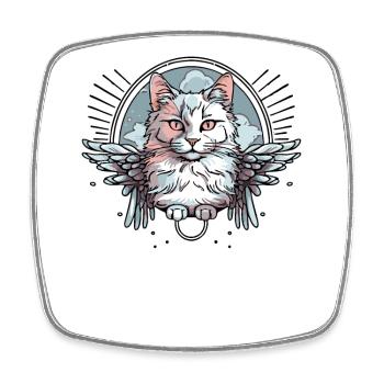Chat blanc avec des ailes - Magnet carré - blanc - Devant
