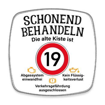 19. Geburtstag Schonend Behandeln 19 Alte Kiste 19 - Viereckiger Kühlschrankmagnet - Weiß - Vorne