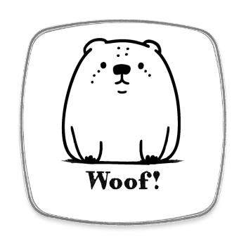 Woof: Cartoon Dog - Square fridge magnet - white - Front