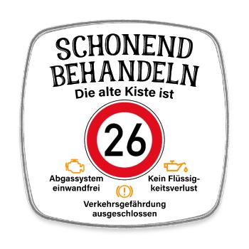 26. Geburtstag Schonend Behandeln 26 Alte Kiste 26 - Viereckiger Kühlschrankmagnet - Weiß - Vorne