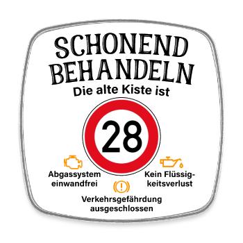 28. Geburtstag Schonend Behandeln 28 Alte Kiste 28 - Viereckiger Kühlschrankmagnet - Weiß - Vorne