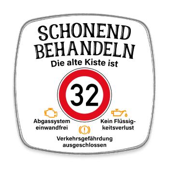 32. Geburtstag Schonend Behandeln 32 Alte Kiste 32 - Viereckiger Kühlschrankmagnet - Weiß - Vorne
