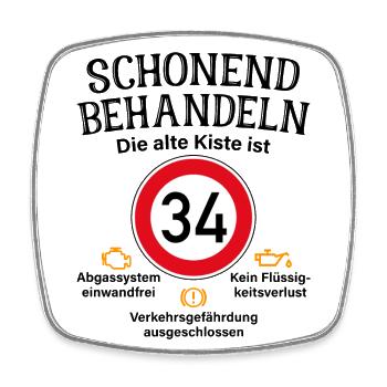 34. Geburtstag Schonend Behandeln 34 Alte Kiste 34 - Viereckiger Kühlschrankmagnet - Weiß - Vorne