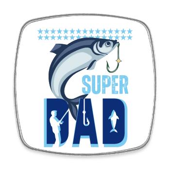 SUPER PAPAS PÊCHEUR - Magnet carré - blanc - Devant