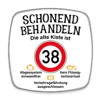 38. Geburtstag Schonend Behandeln 38 Alte Kiste 38 - Viereckiger Kühlschrankmagnet - Weiß - Vorne