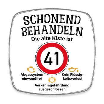 41. Geburtstag Schonend Behandeln 41 Alte Kiste 41 - Viereckiger Kühlschrankmagnet - Weiß - Vorne
