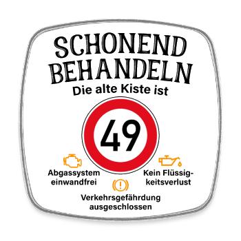 49. Geburtstag Schonend Behandeln 49 Alte Kiste 49 - Viereckiger Kühlschrankmagnet - Weiß - Vorne