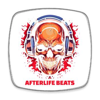 Au-delà des beats – Skull Music - Magnet carré - blanc - Devant