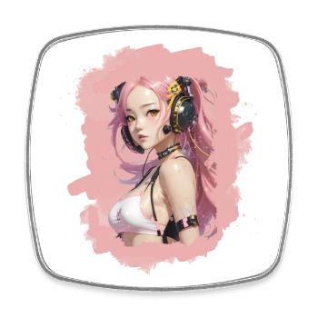 Gaming Anime Girl PC Consoles Nerd Manga Gamer - Magnet carré - blanc - Devant